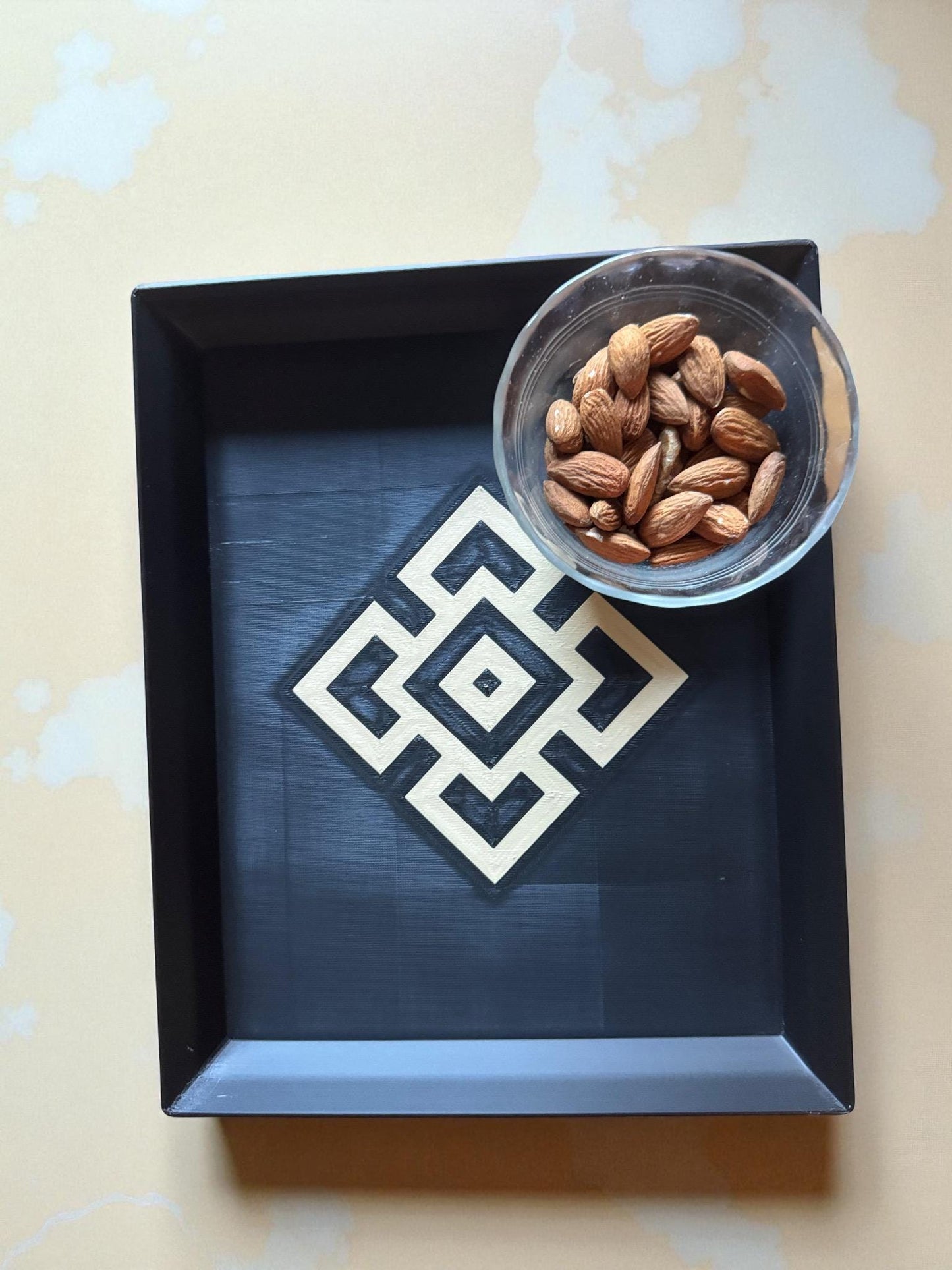 Andean Interlocking Tray   Black and Tan Accent, Modern Heritage Design, Catchall or Coffee Table Tray from our Americas Collection