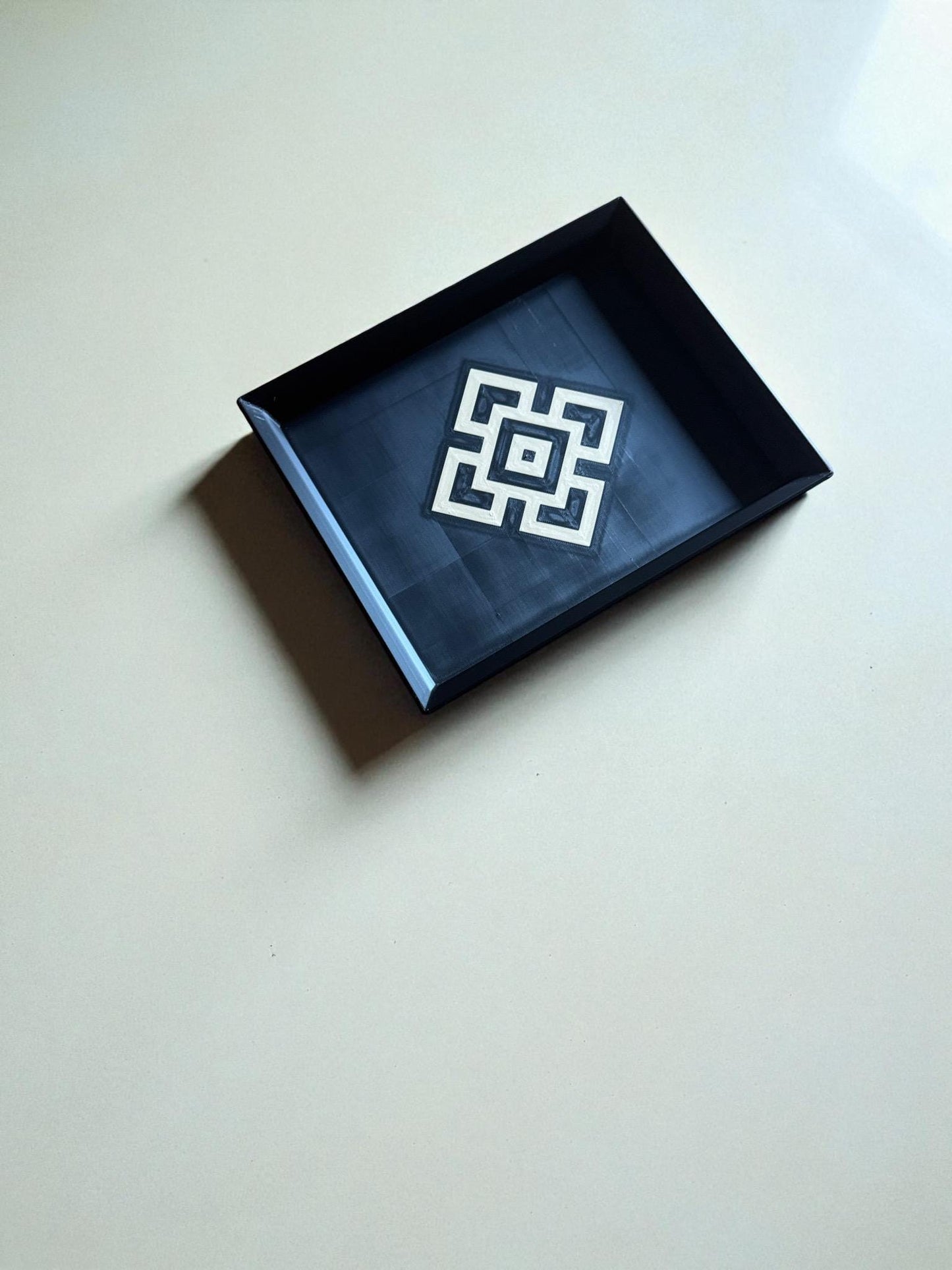 Andean Interlocking Tray   Black and Tan Accent, Modern Heritage Design, Catchall or Coffee Table Tray from our Americas Collection