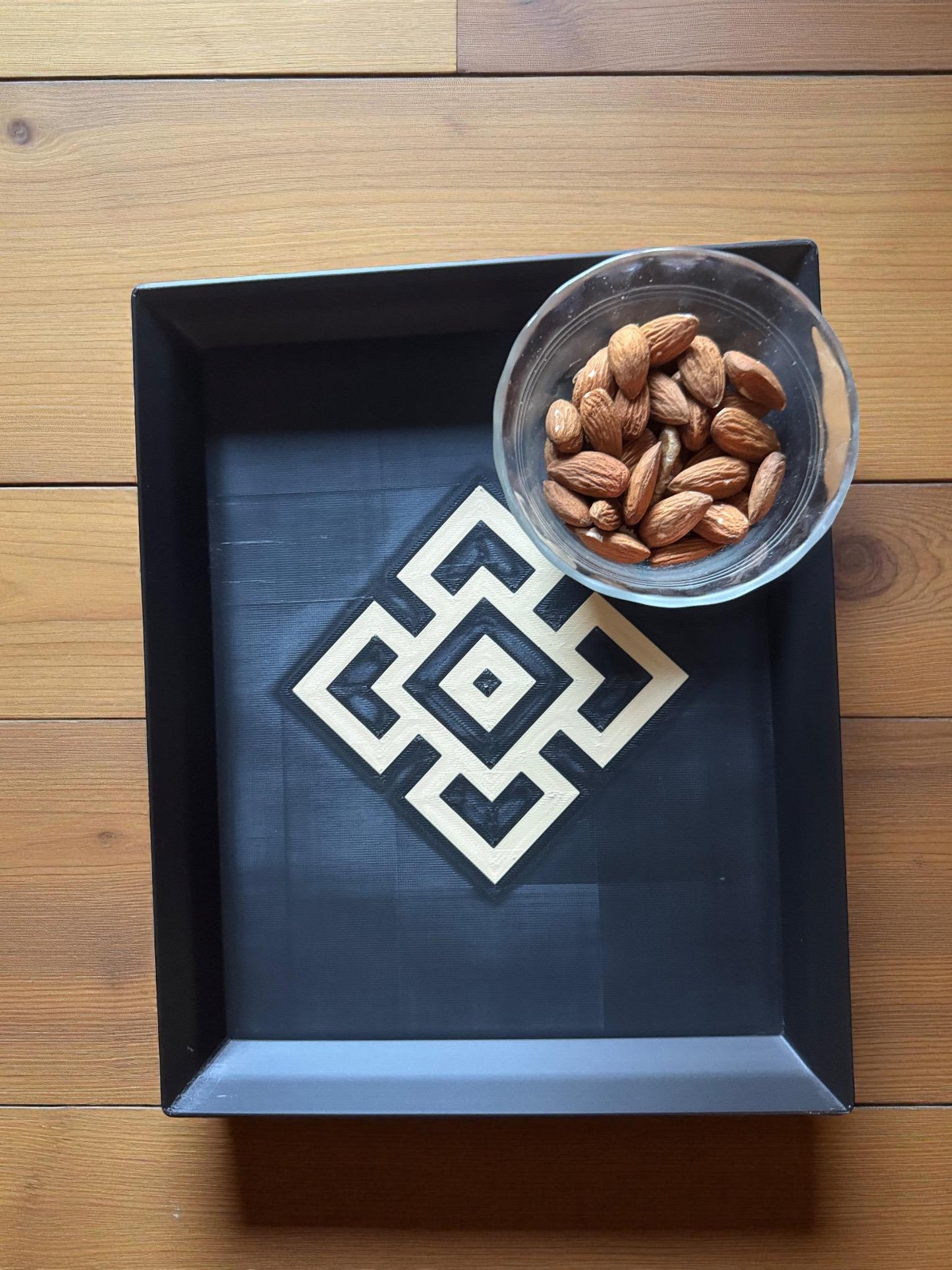 Andean Interlocking Tray   Black and Tan Accent, Modern Heritage Design, Catchall or Coffee Table Tray from our Americas Collection