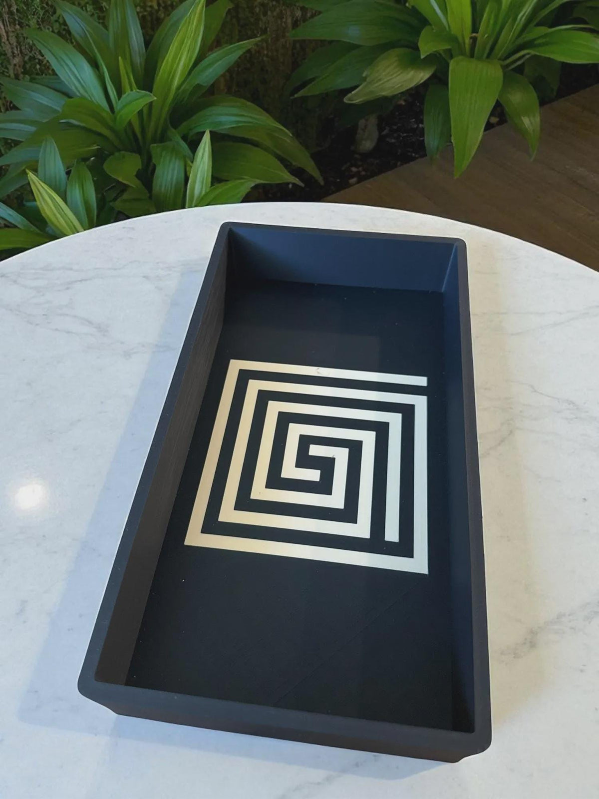 Mayan Labyrinth Tray: Ancient Americas Style Decorative Spiral Catchall Tray