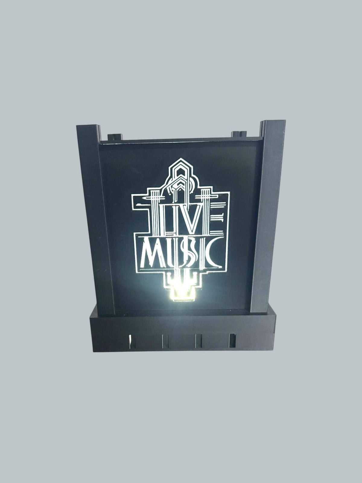 Art Deco LIVE MUSIC Lamp, Geometric Starburst Panels, After Hours Sign Light, Warm Neutral Cool LED, Home Bar Desk Nightstand Accent, Gift