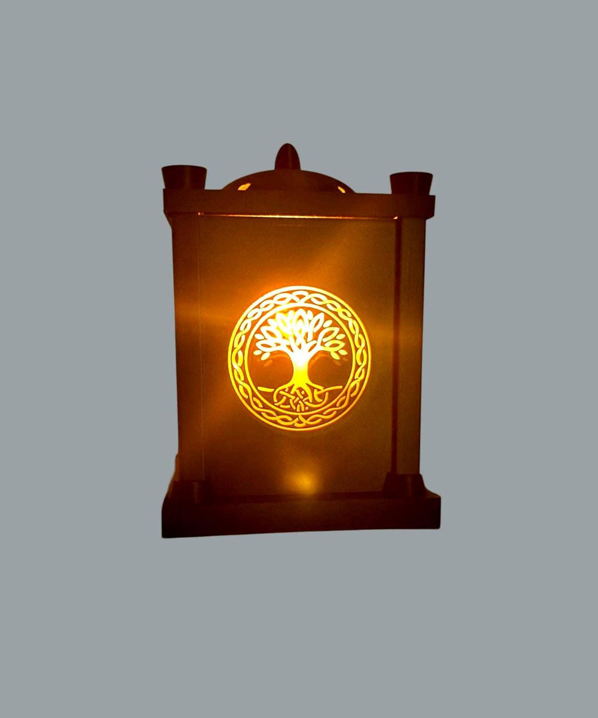 TREE Of LIFE LANTERN, spiritual nature decor, Irish family roots symbol, sacred geometry mood light, 3-tone led meditation gift, yoga art