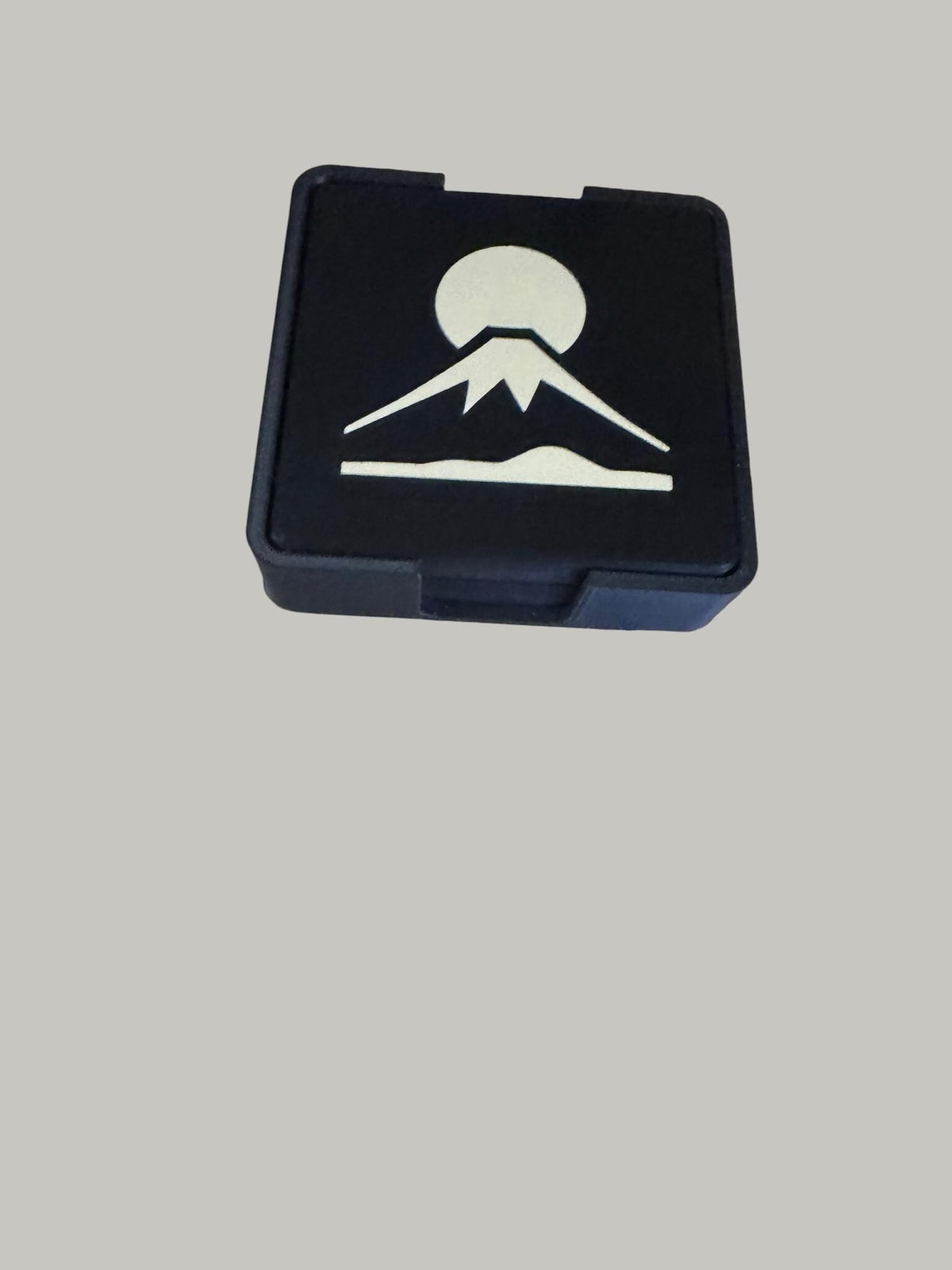 JAPAN FUJI COASTERS set with holder, black tan mountain sun drink bundle, Japanese home bar decor gift