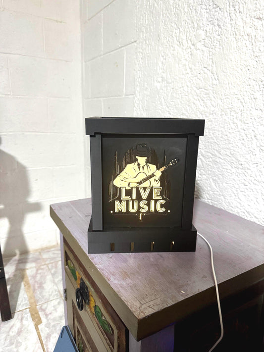 Jazz Guitar LIVE MUSIC Table Lamp  Art Deco Mood Light, Music Room Decor, Cozy Ambient Glow, USB-C connector (3 Tones)