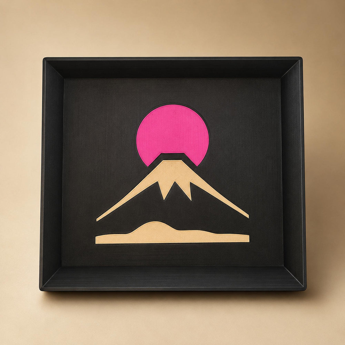 Mount Fuji Decorative Tray | Japanese Serving Tray | Coffee Table Decor & Entryway Catchall Tray | Black Home Decor