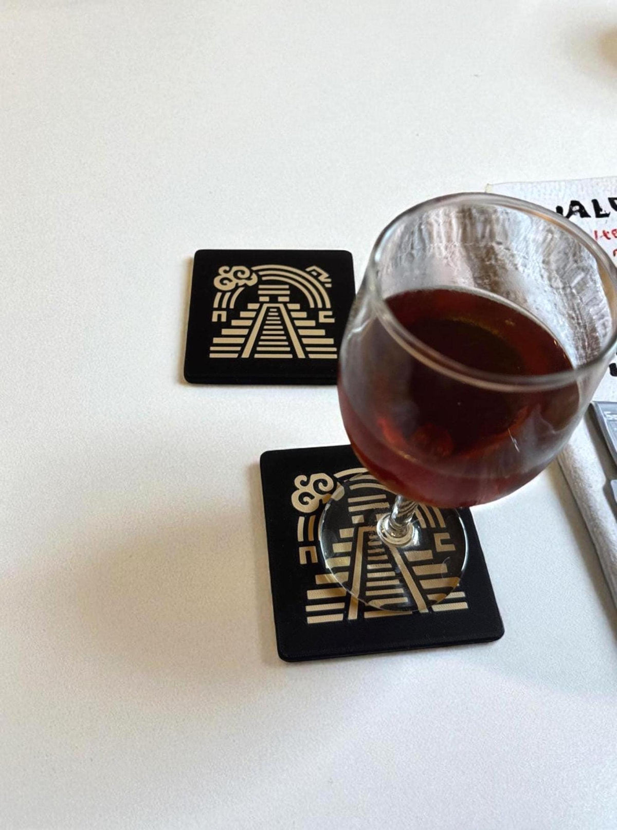Geometric Coaster Set | Mesoamerican Pyramid Drink Coasters | Coffee Table Decor | Ancient Americas Inspired | Set of 4 or 6