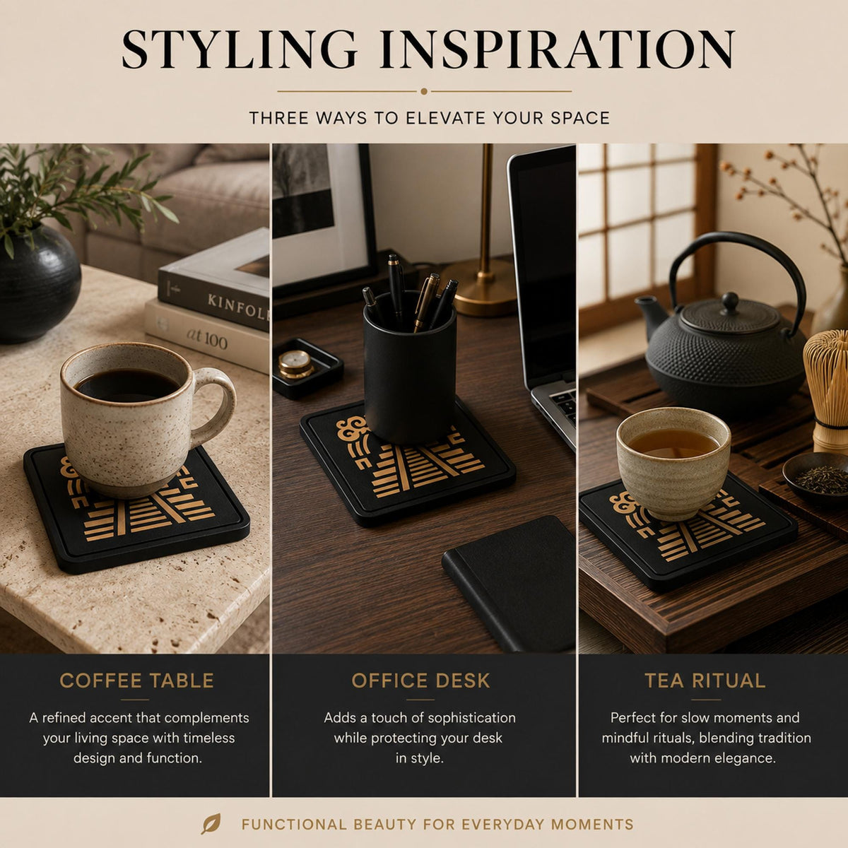 Geometric Coaster Set | Mesoamerican Pyramid Drink Coasters | Coffee Table Decor | Ancient Americas Inspired | Set of 4 or 6