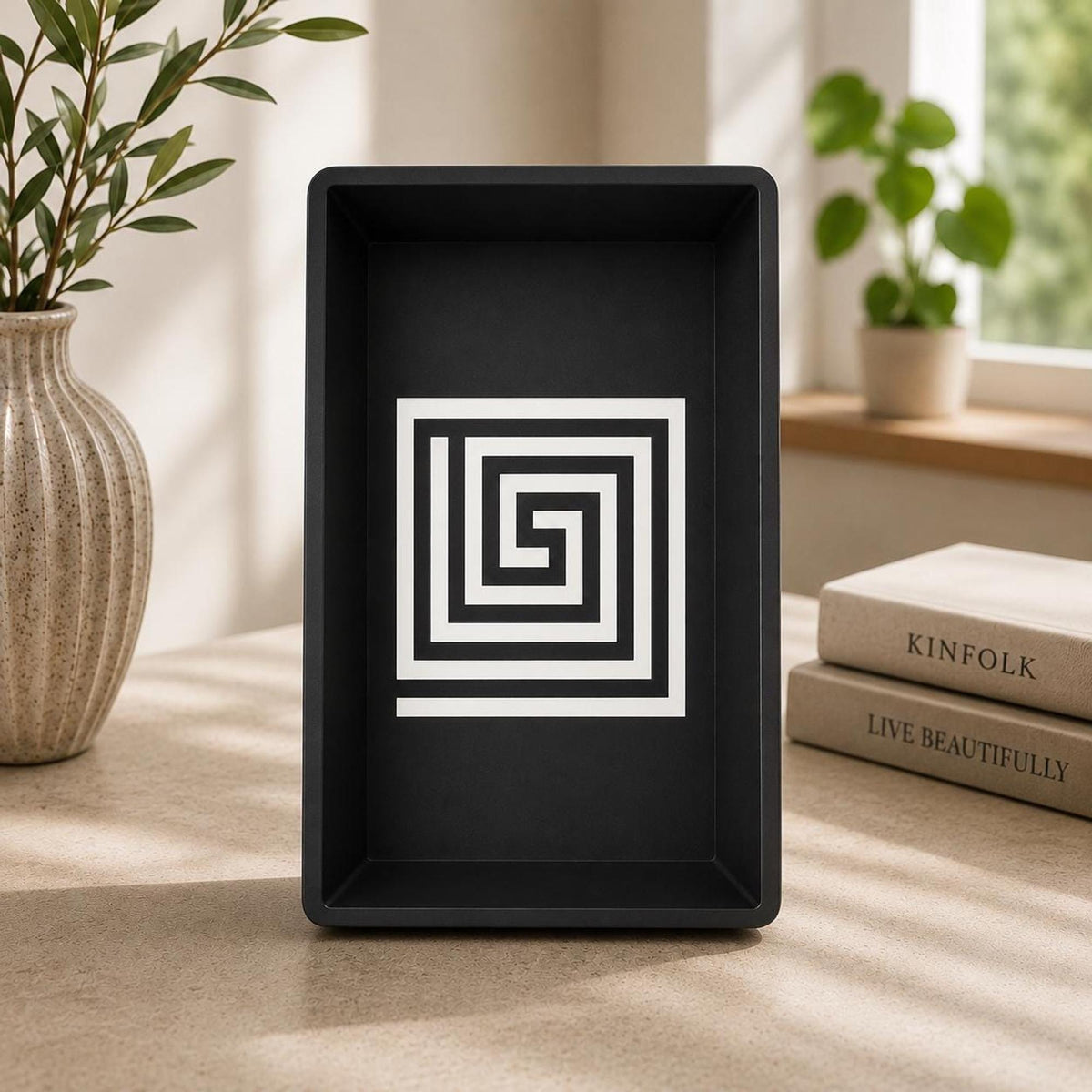 Decorative Catchall Tray | Art Deco Coffee Table Decor | Mayan Geometric Design