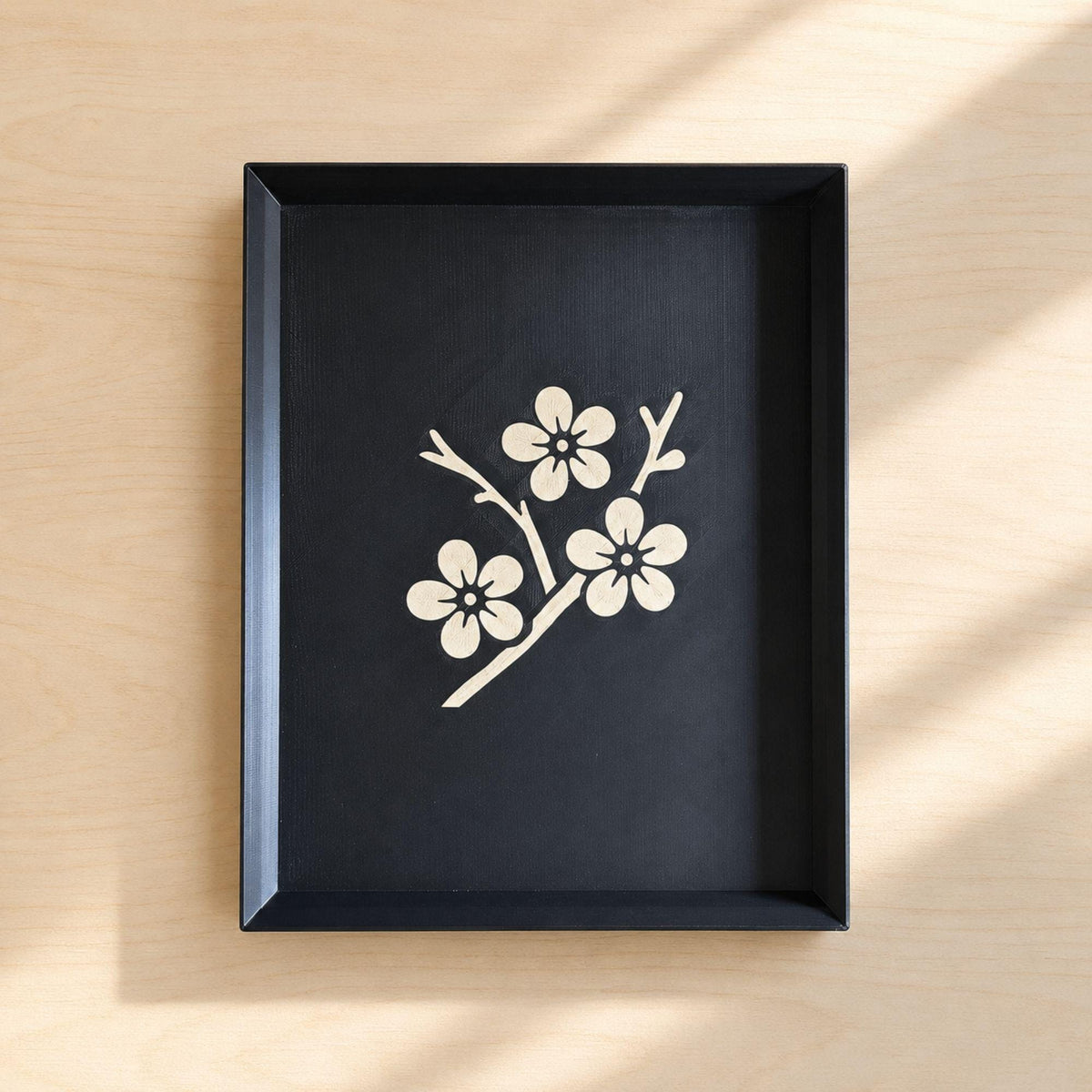 Sakura Path Duo | Cherry Blossom Tray & Coaster Set | Japanese Zen Coffee Table Decor Gift
