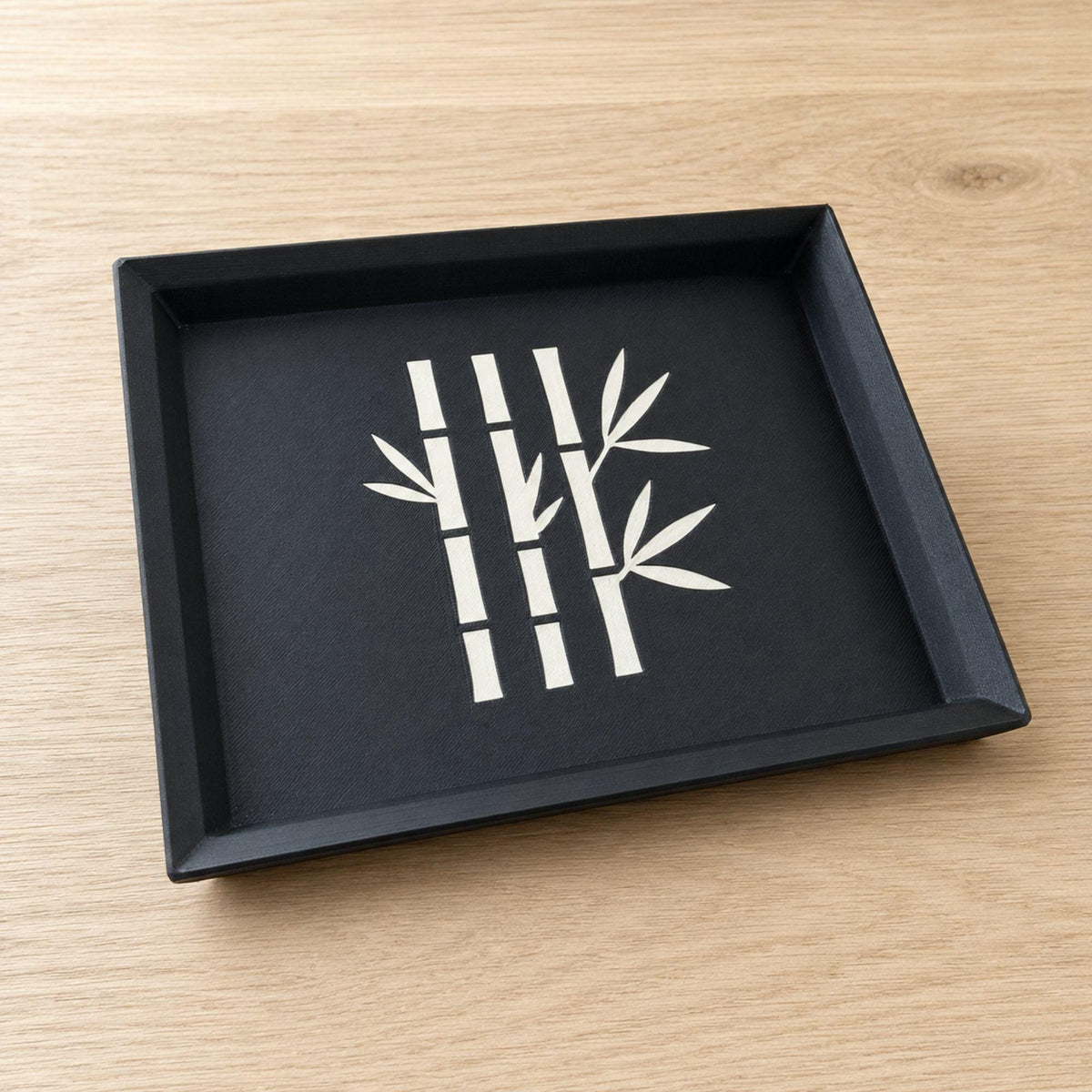 Bamboo Accent Duo | Bamboo Decorative Tray & Coaster Set | Japanese Zen Japandi Coffee Table Decor Gift