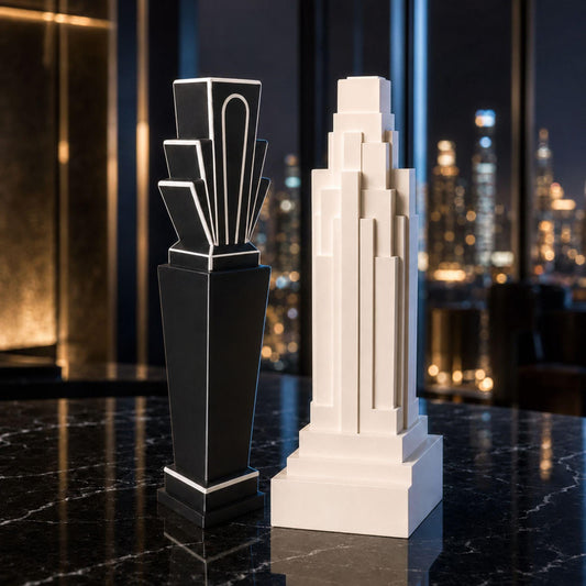 NYC Empire Pair | Empire State Building Vase & Manhattan Gotham Tower Vase | Art Deco Skyscraper Decor Gift