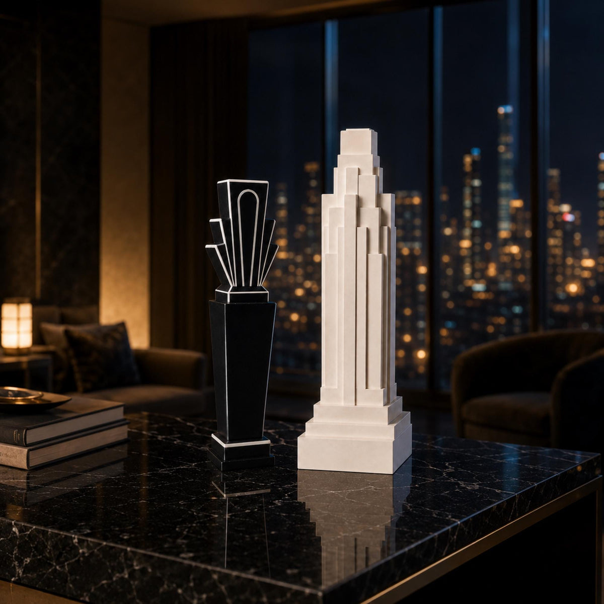 NYC Empire Pair | Empire State Building Vase & Manhattan Gotham Tower Vase | Art Deco Skyscraper Decor Gift