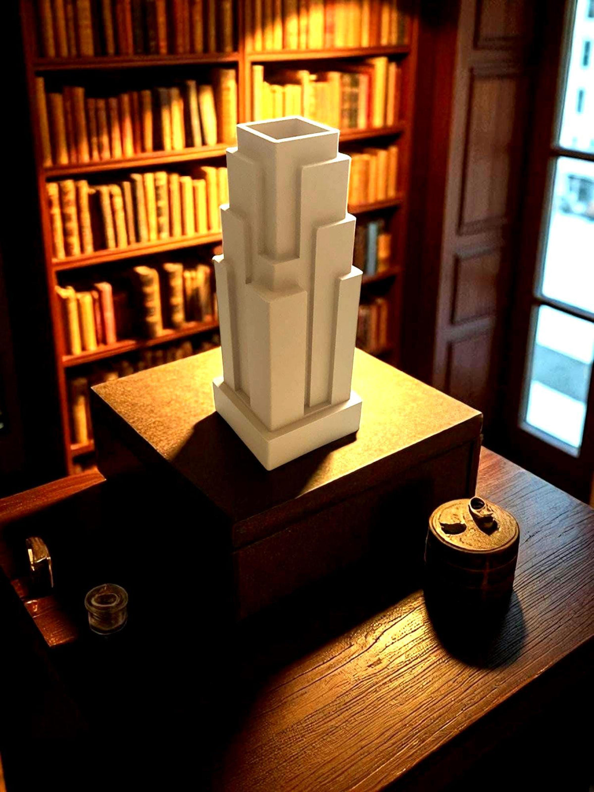 Art Deco Chicago Skyscraper Vase, Inspired by CBOT, Architectural Statement Piece for Living Room or Office Shelf Decor, Gift for Him or Her