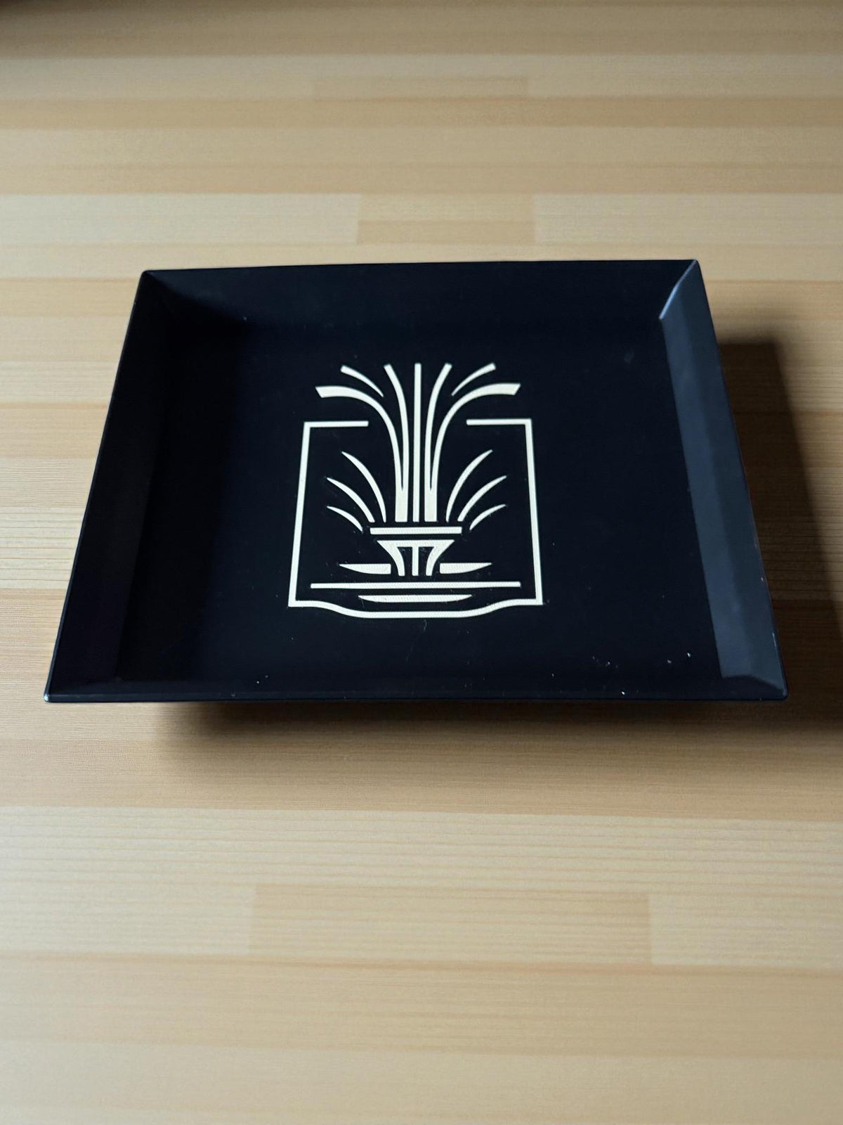 Fountain Art Deco Tray Black Tan  Elegant Geometric Catchall, Decorative Display Accent, Modern Vanity or Entryway Organizer, Serving  Tray