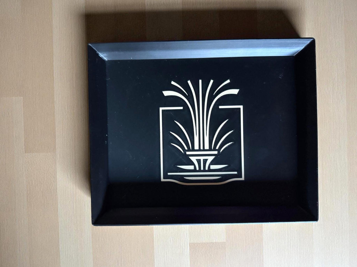 Fountain Art Deco Tray Black Tan  Elegant Geometric Catchall, Decorative Display Accent, Modern Vanity or Entryway Organizer, Serving  Tray