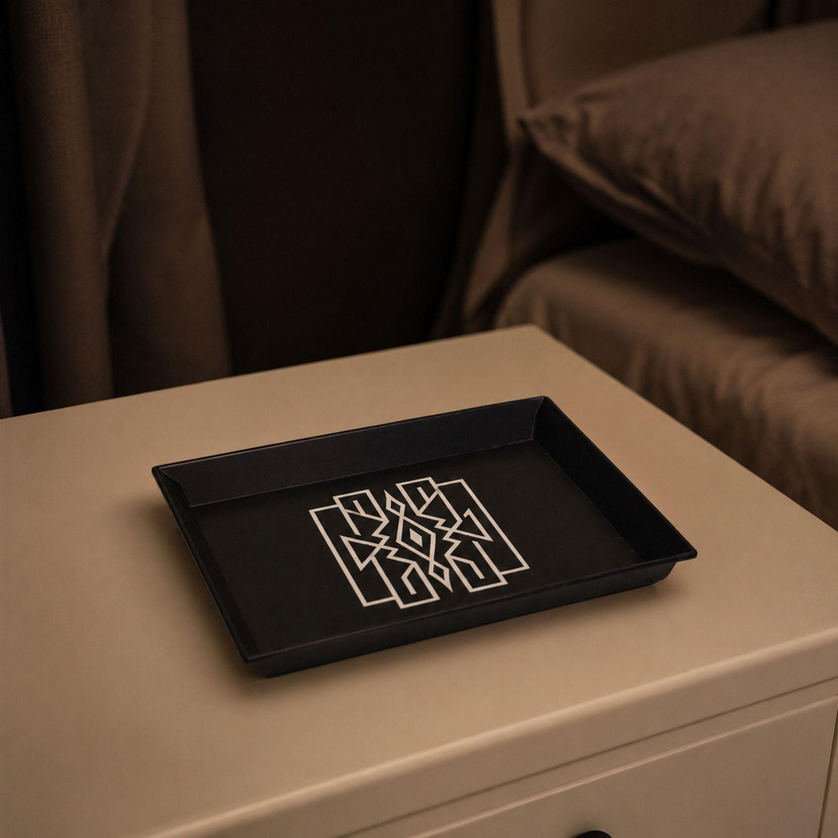 Parisian Glam Nightlight Set | Art Deco Dimmable Noir Lamp, Lattice Tray & Coasters | Romantic Bedroom Gift