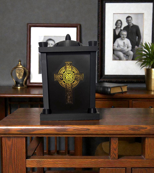 CELTIC CROSS LANTERN, Irish heritage gift, ancient knotwork art, spiritual ancestry decor, 3-tone led lamp, religious home blessing, light