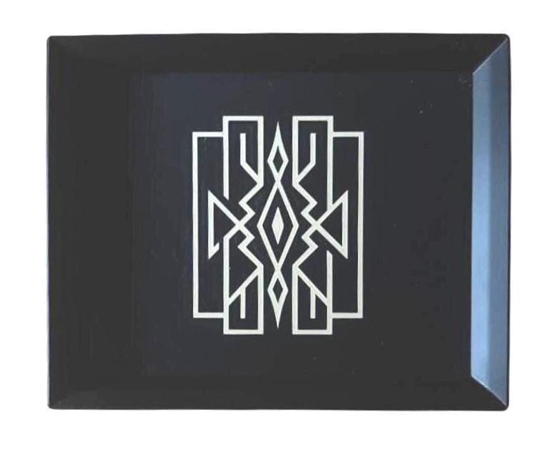 Art Deco Lattice Tray, Black and Tan Geometric Decor,  Modern Wall Art or Rectangular Serving,  Luxury Home Accent, Organizer or Catchall