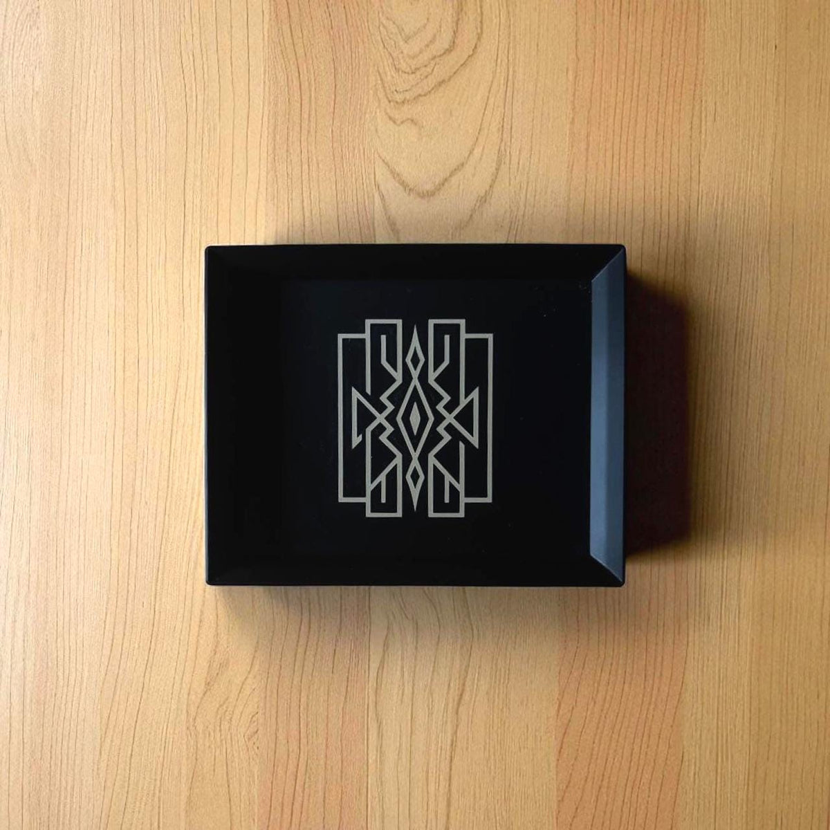 Art Deco Lattice Tray, Black and Tan Geometric Decor,  Modern Wall Art or Rectangular Serving,  Luxury Home Accent, Organizer or Catchall