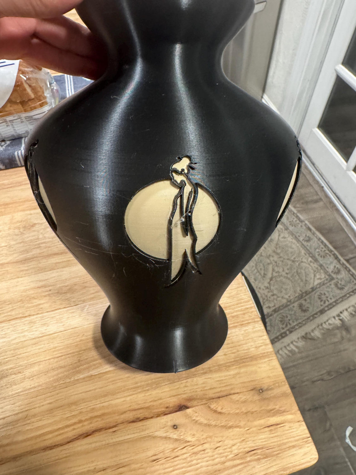 JAPAN ELEGANCE Geisha in the Moonlight Vase, modern black decor, Japanese inspired centerpiece, minimalist shelf styling, gift for her