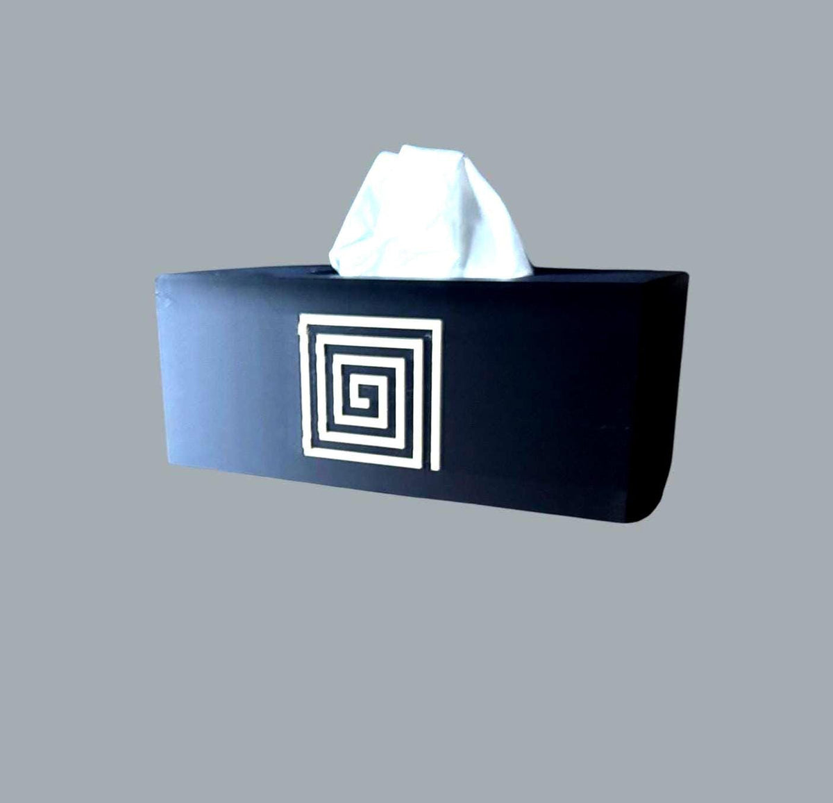 AZTEC Spiral ART DECO Rectangular Tissue Box Cover, Modern Bathroom Decor, Inspired by Ancient Americas art, Minimalist Vanity Gift Accent,