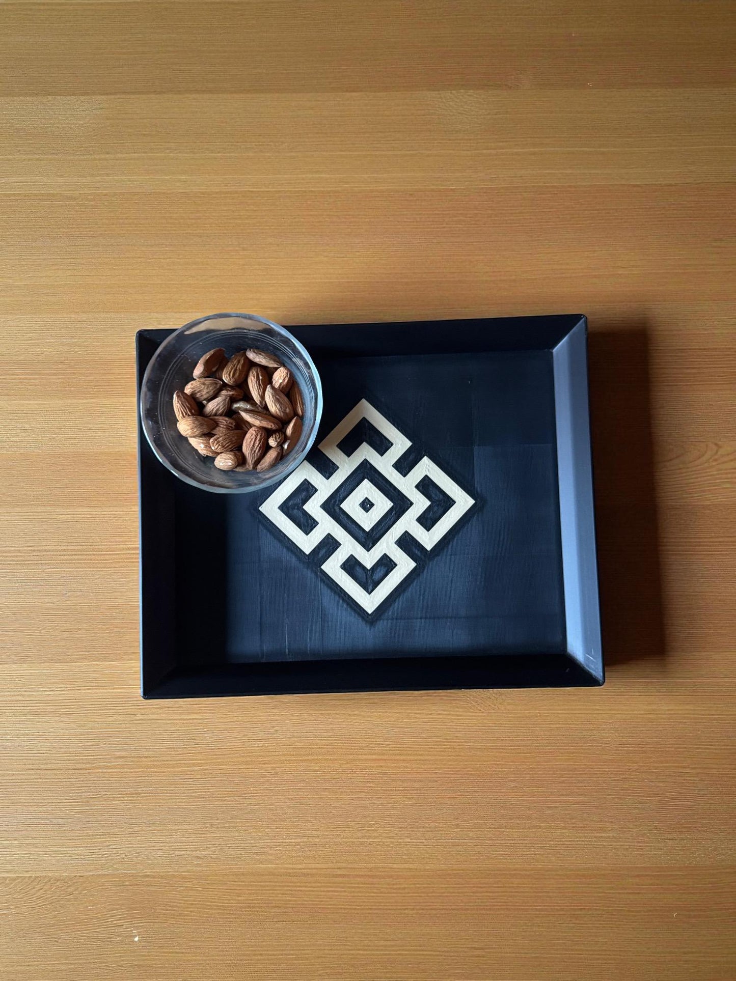 Andean Interlocking Tray   Black and Tan Accent, Modern Heritage Design, Catchall or Coffee Table Tray from our Americas Collection