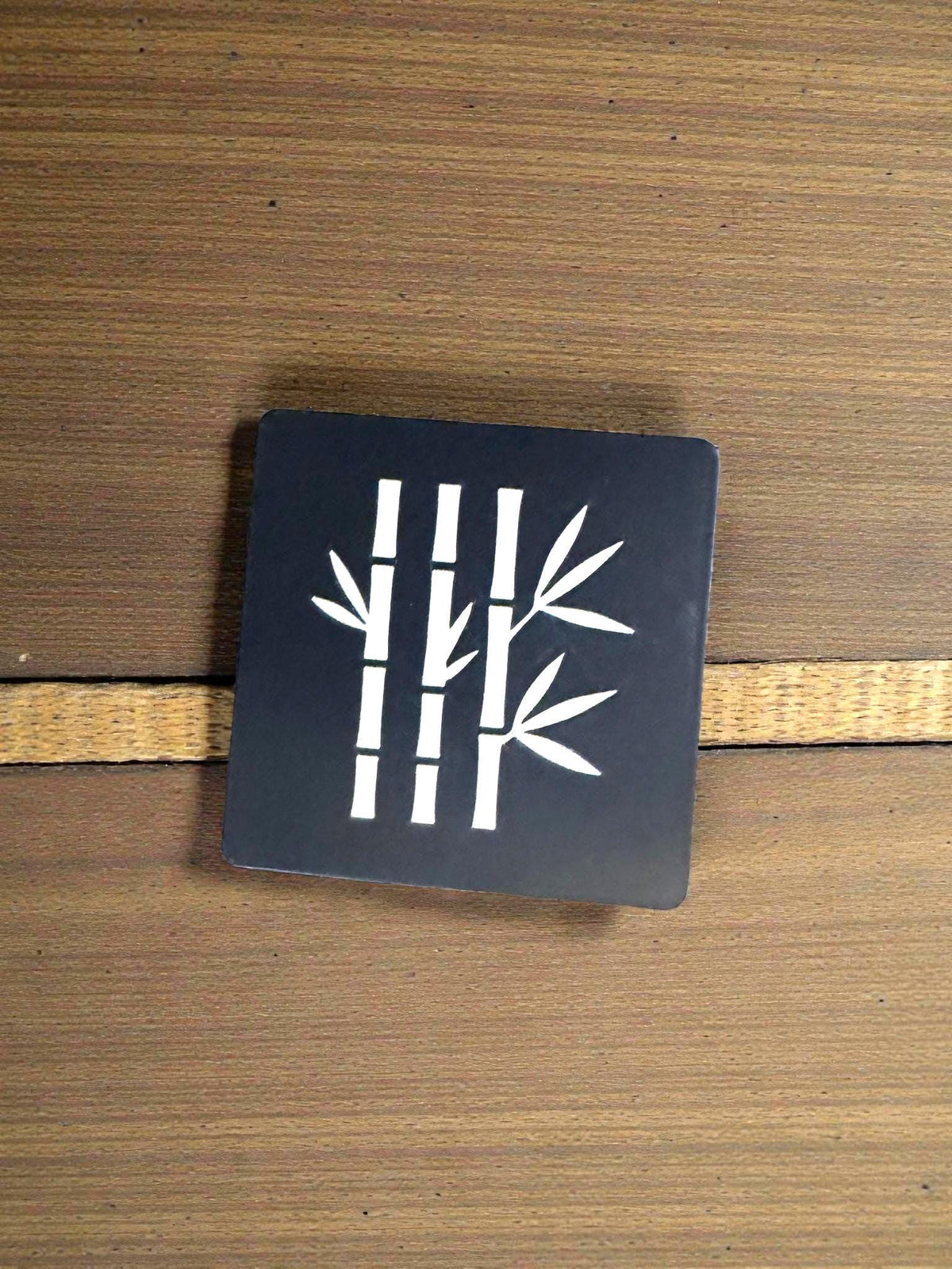 Bamboo Coasters  Black & Tan, Modern JAPAN Design, Square Drink Coaster Set, Minimalist Table Protectors, Hostess Gift, Neutral Home Decor
