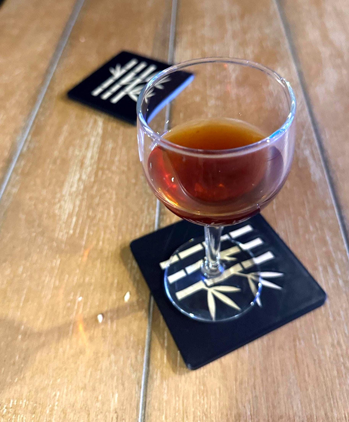 Bamboo Coasters  Black & Tan, Modern JAPAN Design, Square Drink Coaster Set, Minimalist Table Protectors, Hostess Gift, Neutral Home Decor