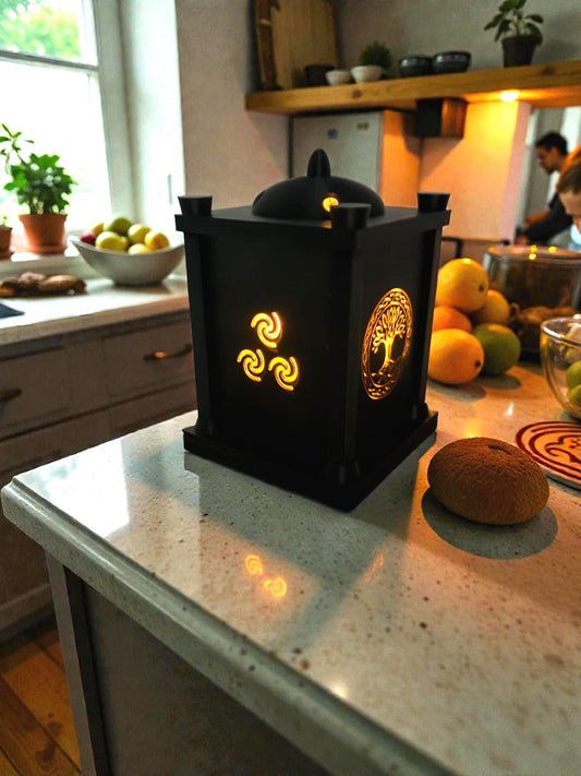 TREE Of LIFE LANTERN, spiritual nature decor, Irish family roots symbol, sacred geometry mood light, 3-tone led meditation gift, yoga art