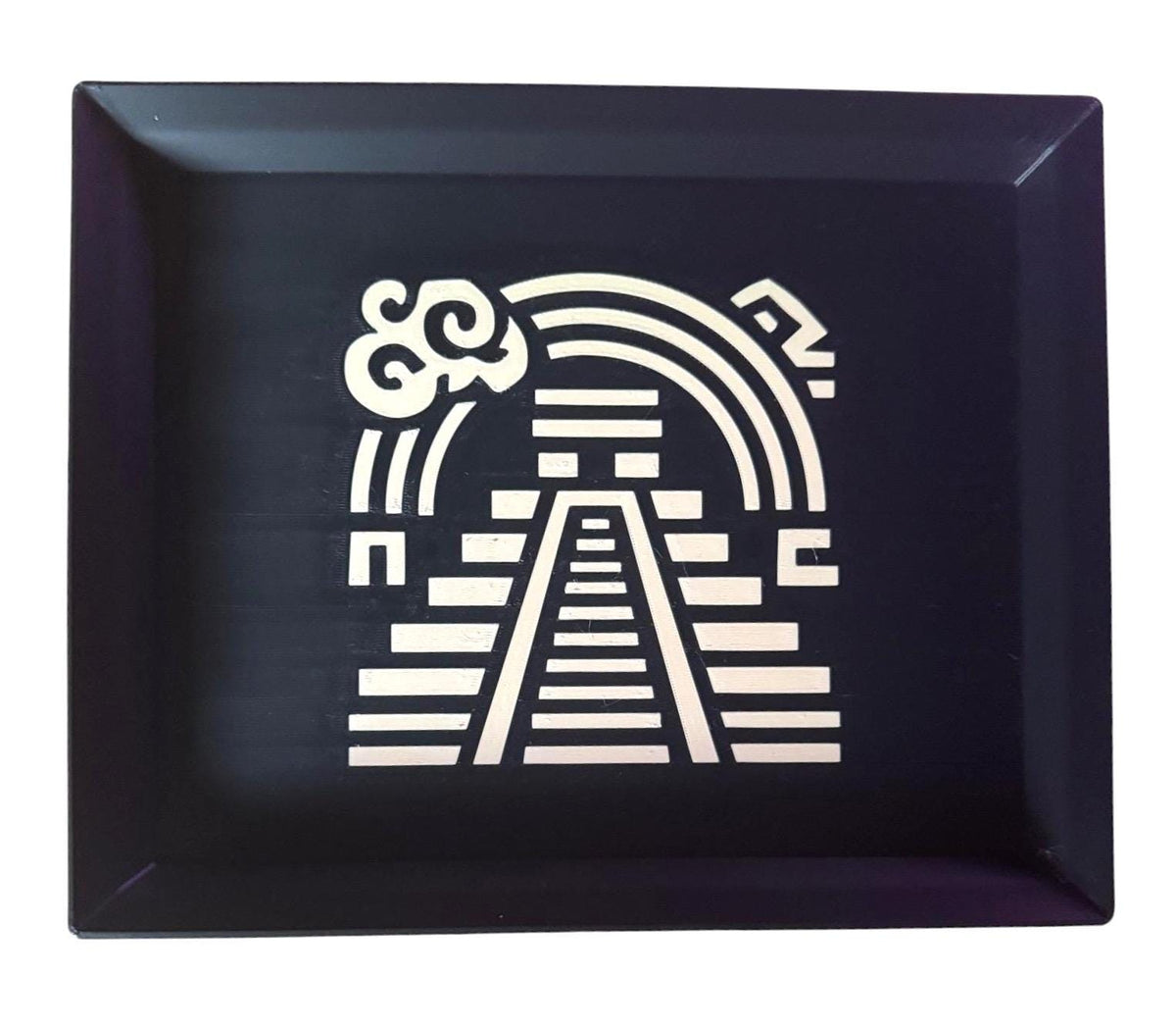 Rainbow Pyramid Tray  Black and Tan Decorative Accent, Art Deco Catchall, Mesoamerican Inspired Home Gift from our Americas Collection