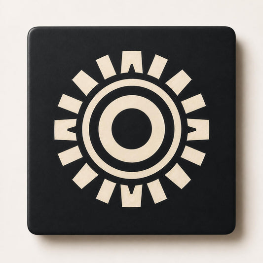 Art Deco Coaster Set | Geometric Starburst Drink Coasters | Coffee Table Decor | Black & Tan Table Coasters | Set of 4 or 6