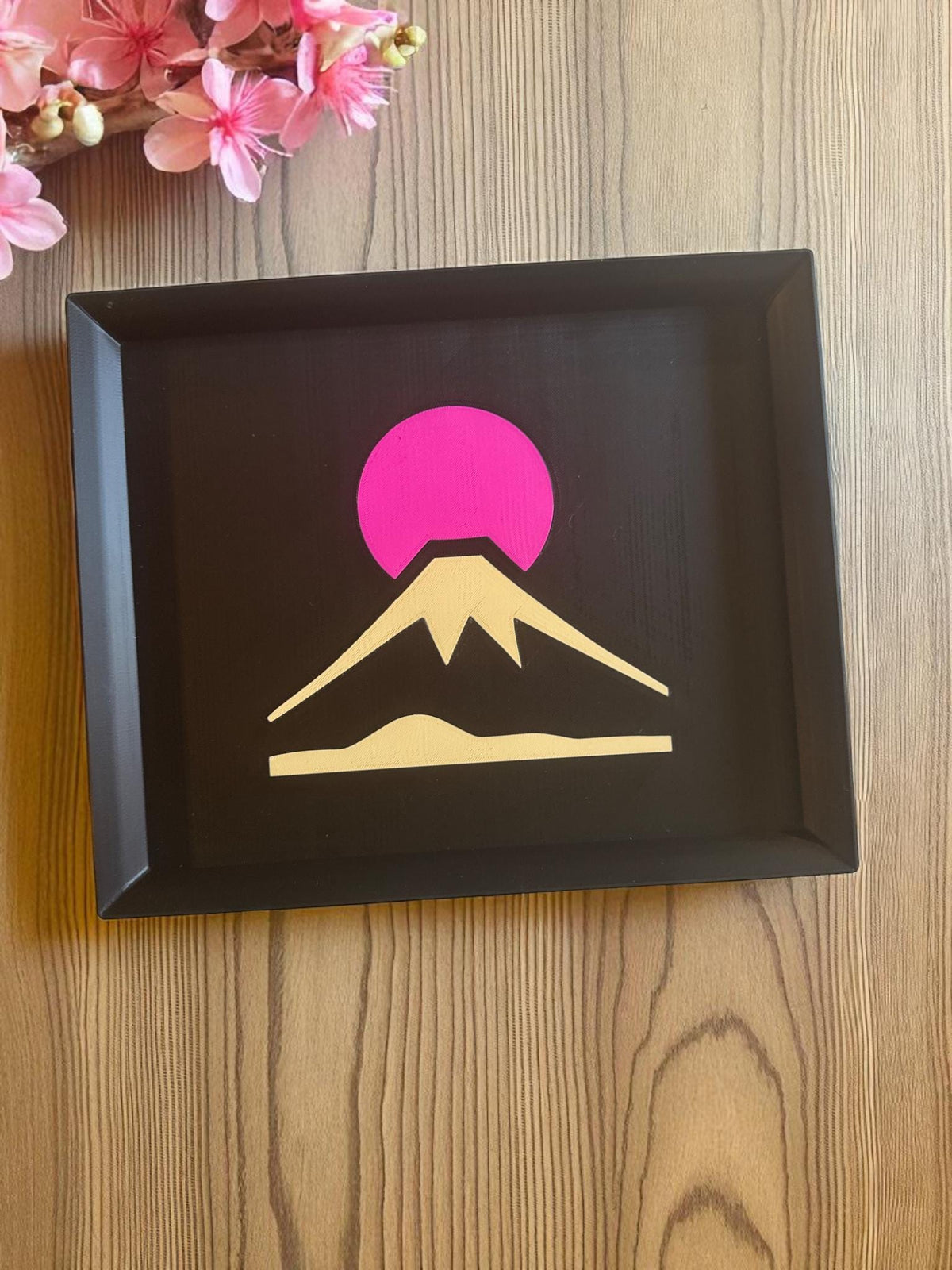 Mount Fuji Decorative Tray | Japanese Serving Tray | Coffee Table Decor & Entryway Catchall Tray | Black Home Decor