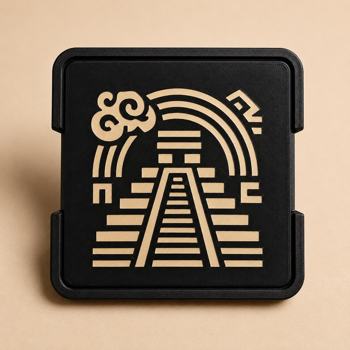 Geometric Coaster Set | Mesoamerican Pyramid Drink Coasters | Coffee Table Decor | Ancient Americas Inspired | Set of 4 or 6
