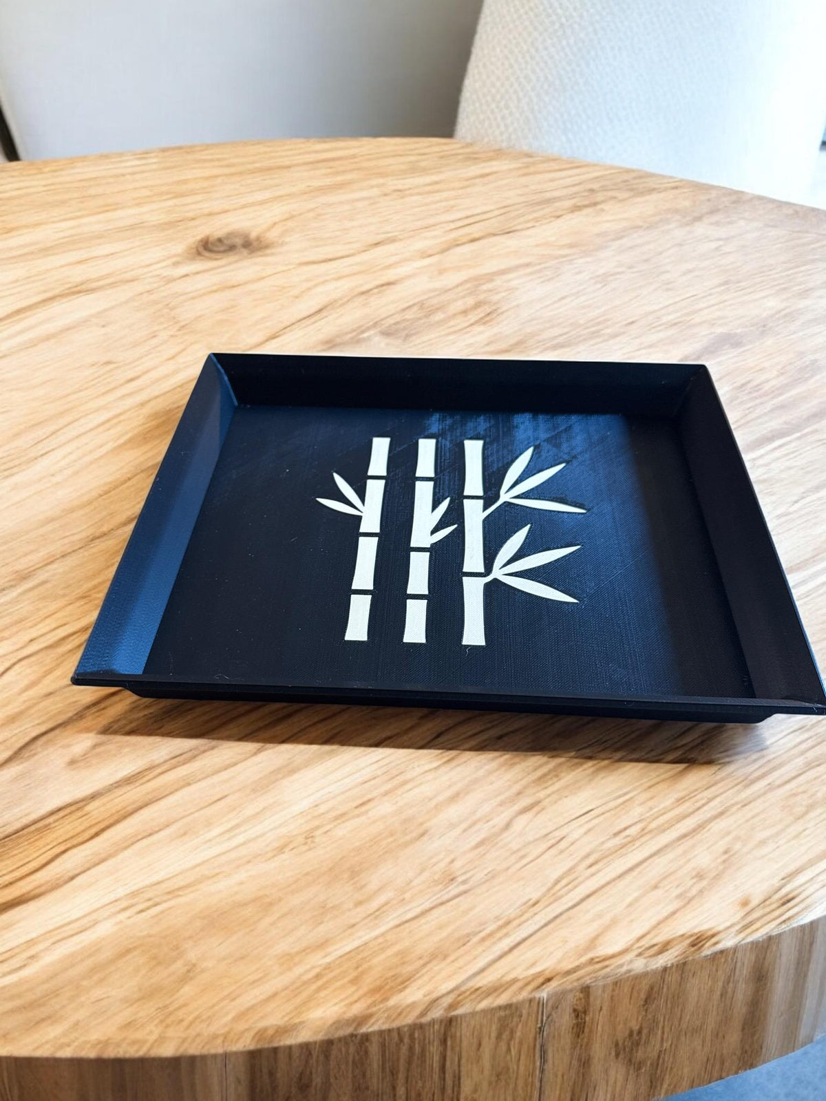 Bamboo Decorative Tray | Japanese Catchall Tray| Entryway Key Tray and Coffee Table Accent | Black & Tan | 3 Sizes