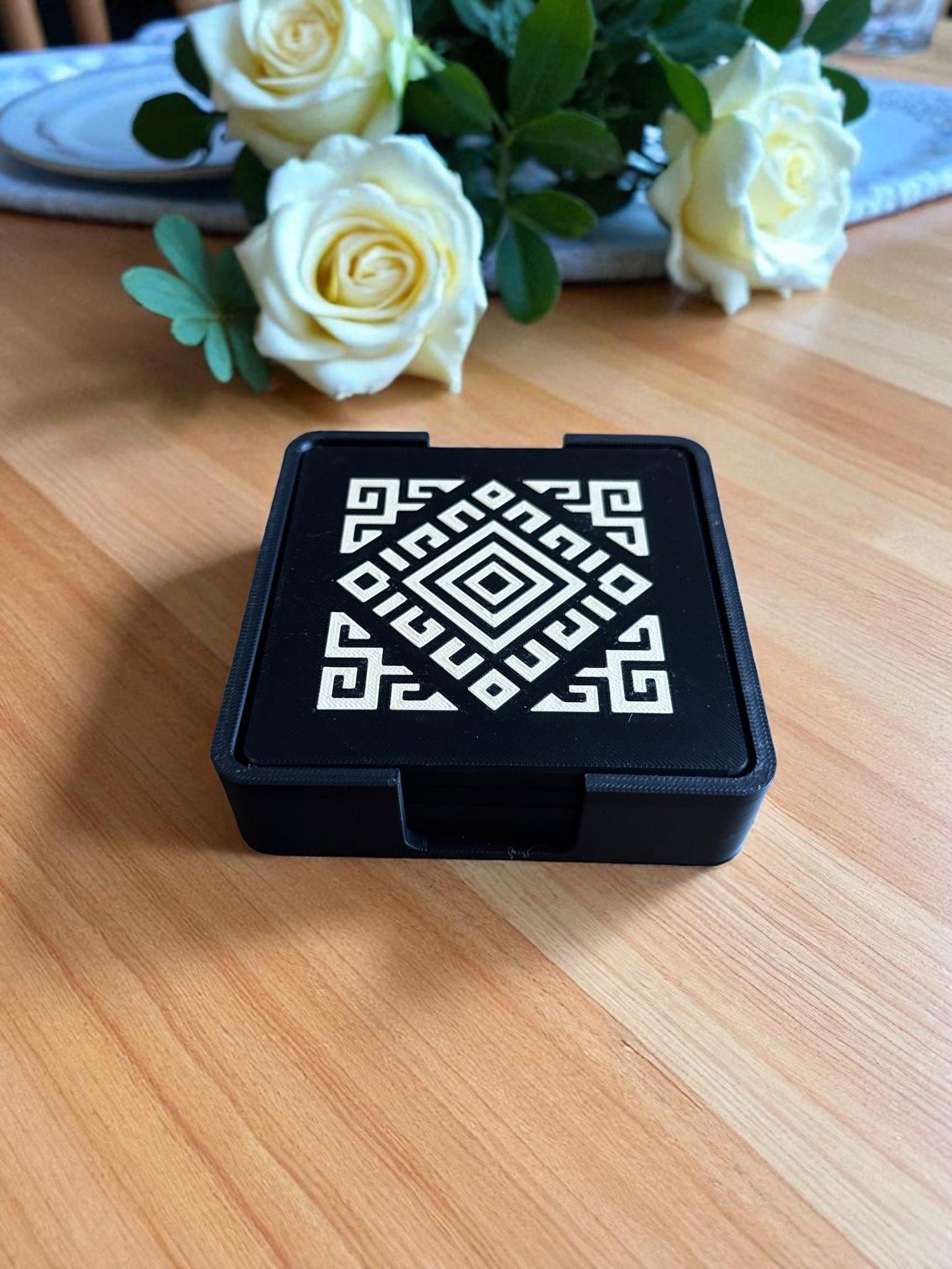Andean Interlocking Coaster Set | Geometric Drink Coasters | Coffee Table Decor | Peruvian Inspired Design