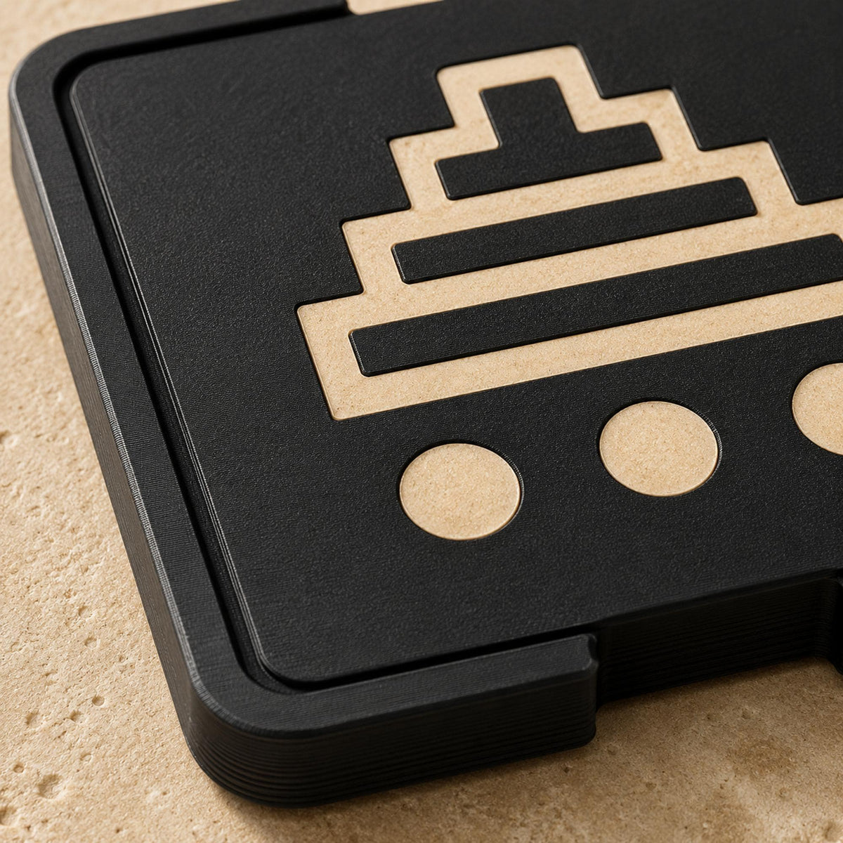 Stepped Pyramid Coaster Set | Mesoamerican Drink Coasters with Holder | Coffee Table Decor & Table Centerpiece