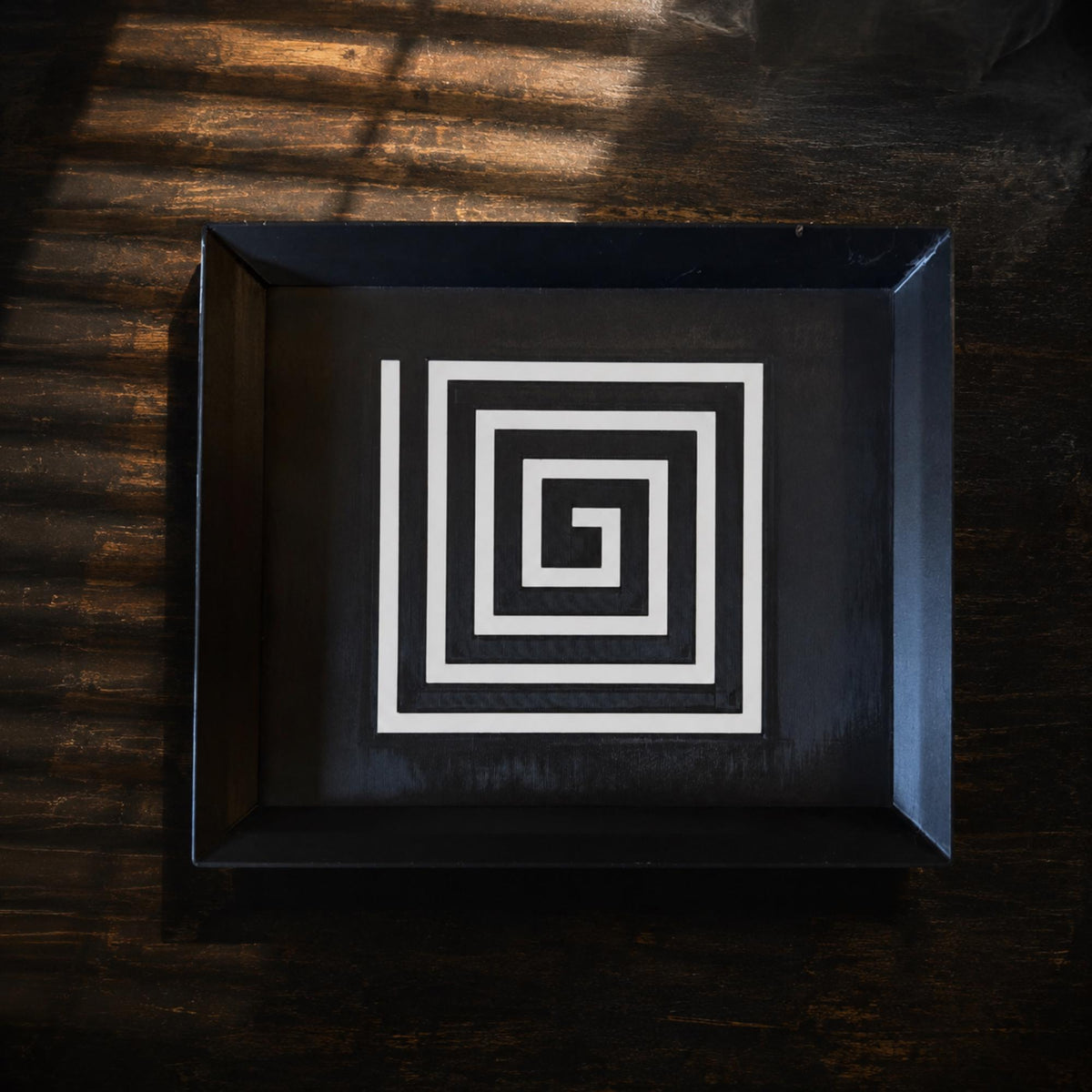 Noir Detective Study Set | Art Deco Noir Table Light, Labyrinth Tray & Spiral Coasters | Film Noir Office Decor Gift